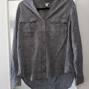 Black and White Button-Up Shirt